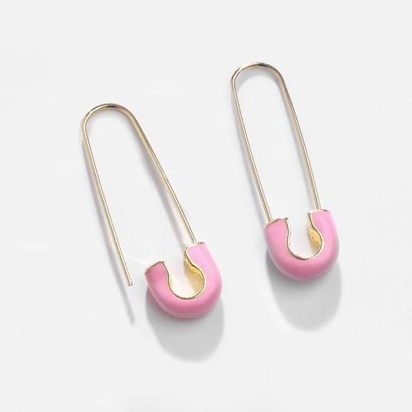 Tapas Enamel Safety Pin Fashion Earrings 14K - Picture 1 of 4